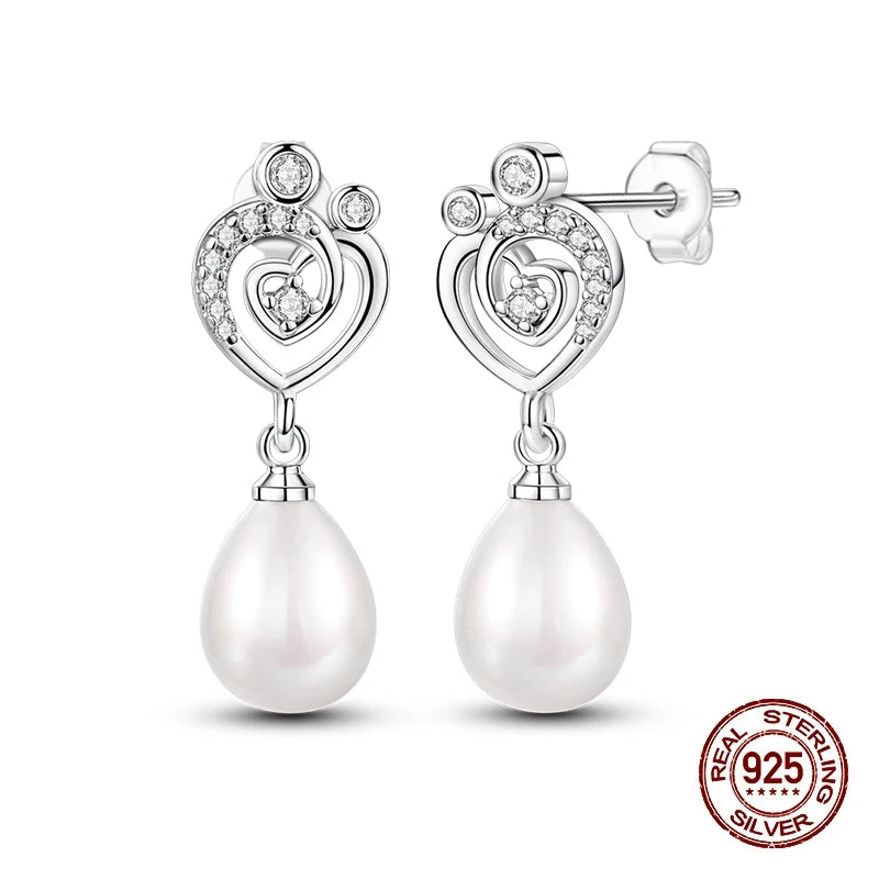 Classic Earrings 925 Silver Shining Pearl Hoop Earrings For Women Daily Wear Wedding Engagement Birthday Fine Party Jewelry Gift