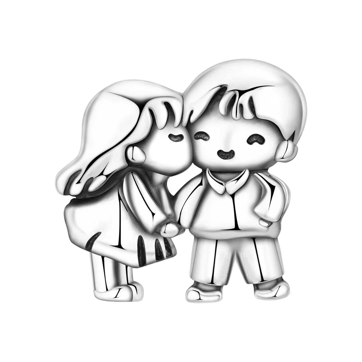 PANPOKI 925 Sterling Silver Cartoon Girl Model Beads Original Pendants Bracelet Charm Jewelry Party DIY Trendy Gifts