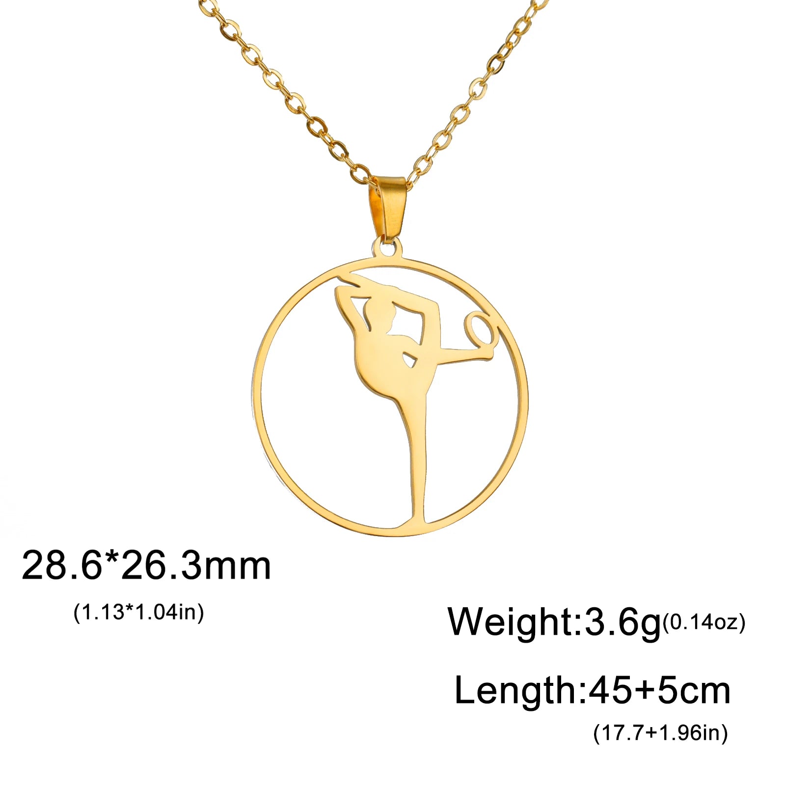 Dreamtimes Gymnastics Necklace Stainless Steel Sports Dance Artistic Gymnastics Skating Athlete Jewelry Pendant Women's Gift