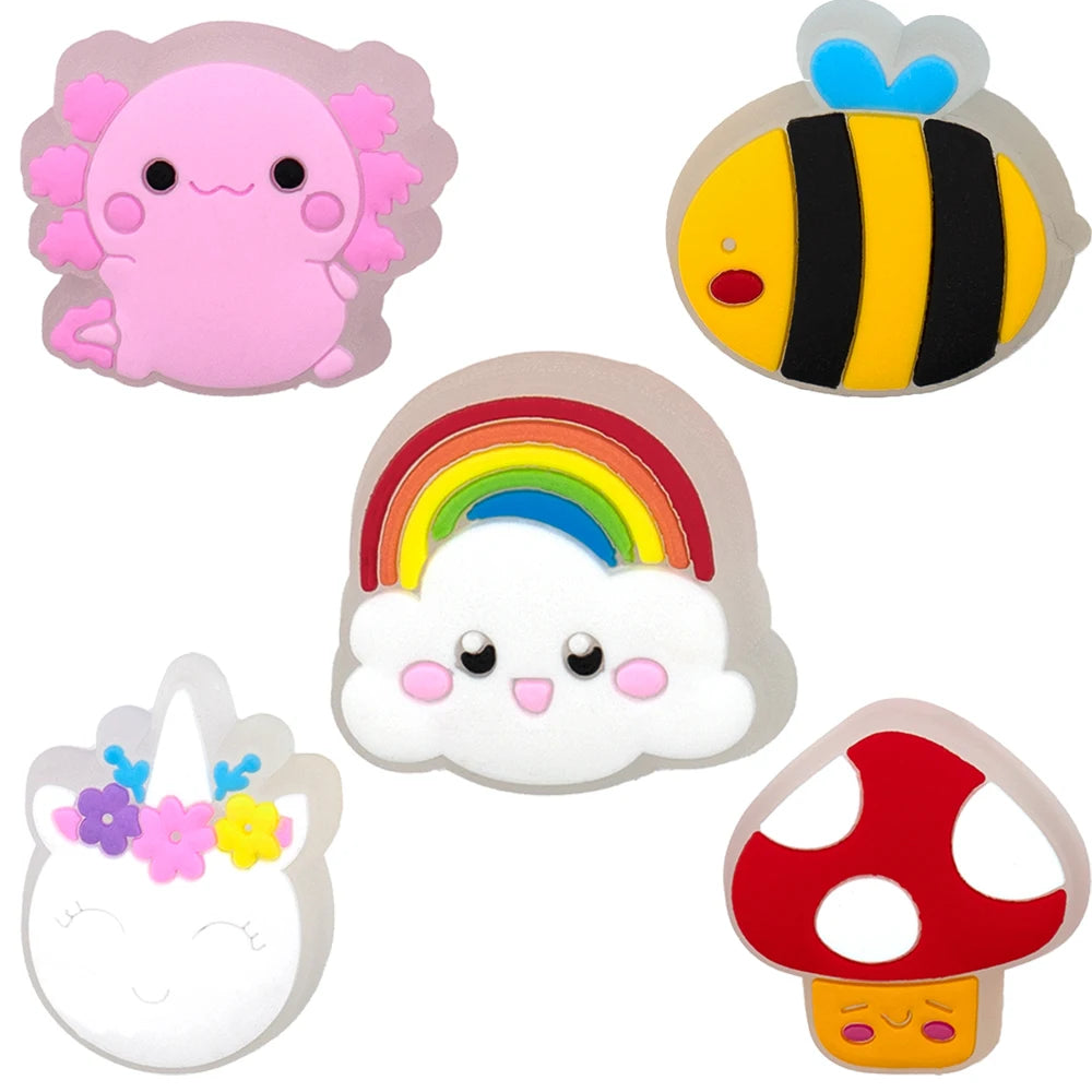 5PCS LED Clog Shoe Charms Cute Animal Duck Gamepad Pig Black Cat Shoe Buckle Accessories Pins for Women Men Cute Shoe Decoration