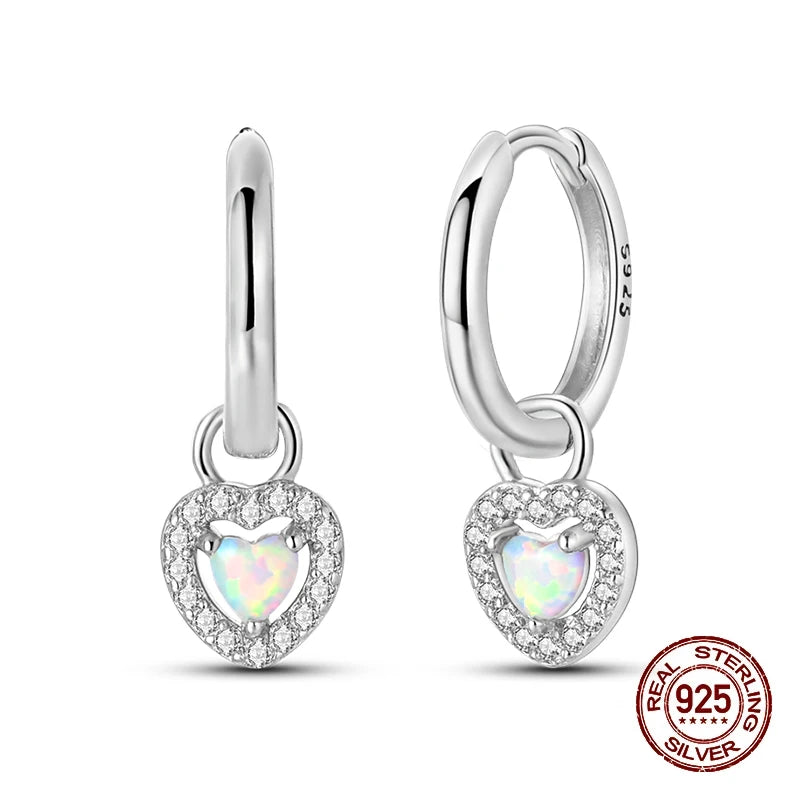 New Earring For Women Girls 100% 925 Sterling Silver Sparkling Zircon Stars Moon Feather Double Hoop Earrings Luxury Jewelry