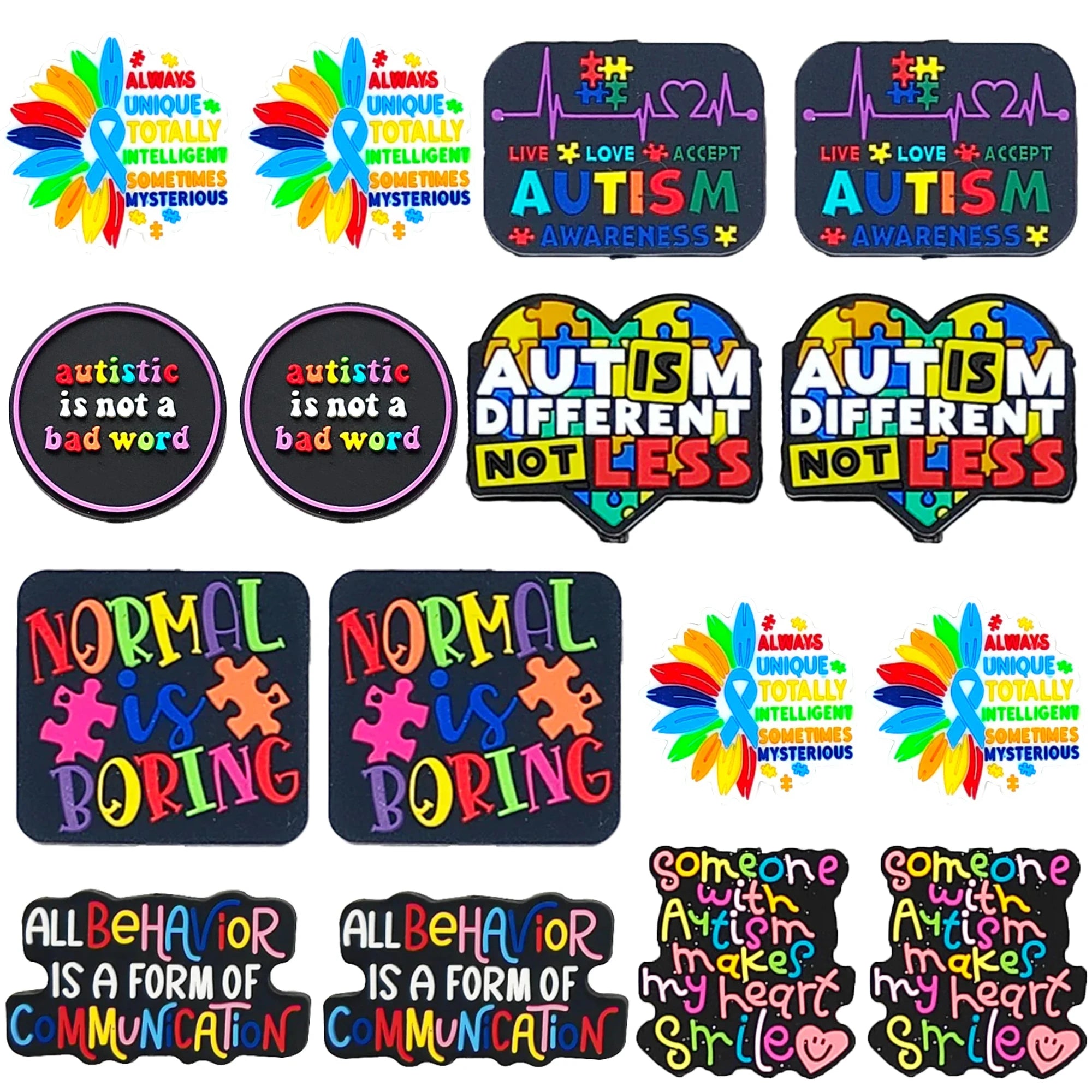 10Pcs Autism Silicone Focal Beads Bulk Focal Silicone Beads for Pens Keychain Making Bracelet