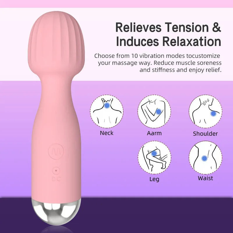 10 Vibrator Modes Strong Vibration Mini Magic Stick USB Charging Massager Clitoris G-Spot Vibrators Sex Toy For Women Adults 18