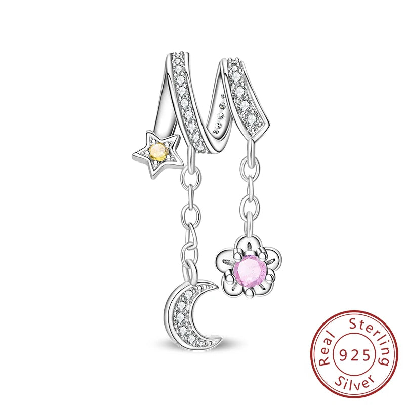 Fit Original 925 Sterling Silver Charms Beads Bows Swan Ballet Princess Pink Charms For Women Fine DIY Birthday Jewelry Gifts