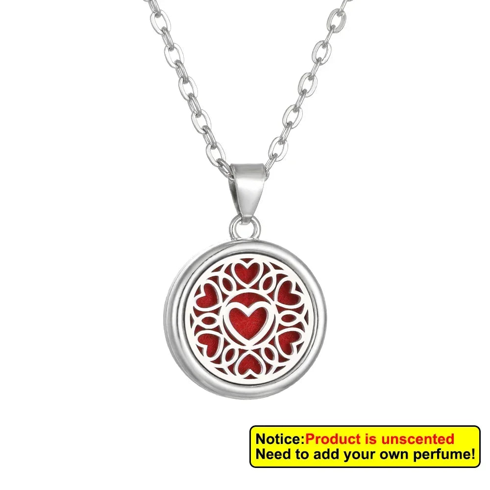 2025 New Tree of Life Aromatherapy Necklace Golden Rose Color Open Locket Scent Aroma Perfume Essential Oil Diffuser Necklace