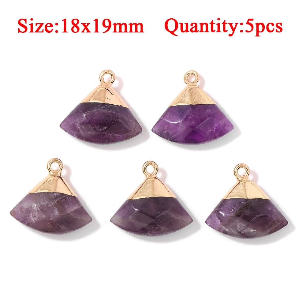 Wholesale Natural Amethyst Pendant Connector Reiki Hexagon Sun Bag Sun Stone Charm For Handmade Women Necklace Bracelet Jewelry
