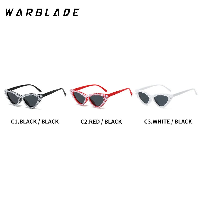 Luxusmarke Design Feinschimmernde Perlen-Sonnenbrille Damen Cat Eye Brille Lässig Bling Sonnenbrille Lentes De Sol Mujer UV400