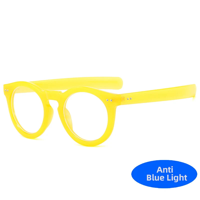 2025 Oversized Round Anti Blue Light Filter Glasses Men Rivets Frame Gaming UV400 Blue Ray Blocking Computer Women Eyeglasses