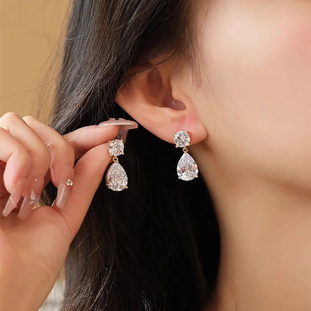 Serenity 5cttw D Color Moissanite Earrings for Women 100% S925 Sterling Silver Plated 18K Lab Diamond Drop Earrings Fine Jewelry