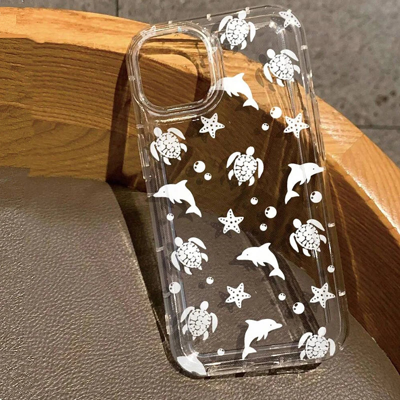 Summer Ocean Turtle Dolphin Print Clear Case for Xiaomi Redmi Note 12 4G Redmi Note 13 Pro Plus 5G 12S 11S 11 10S 10 9 9S Cover