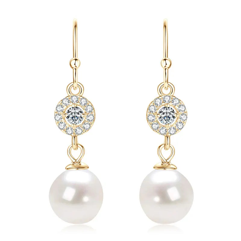 OXTAO Baroque Freshwater Pearl 9-10mm Stud Earring for Ladies Real 925 Silver Hook Piercing Earrings Jewelry Korean Wholesale