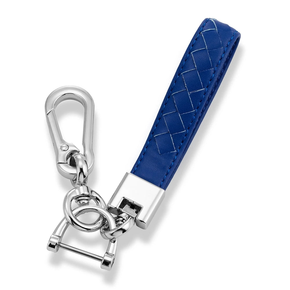 MKENDN Metal Key Chain With Keyring Handmade Woven Leather Rope Car Key Holder Friendship Gift For Best Friend