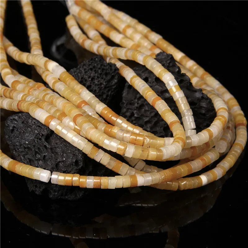 New Fashion Flat Disc Round Stone Bead 4x2MM Quartzs Imperial Agat Jaspers Loose Spacer Heishi Beads Jewelry Diy Accessories