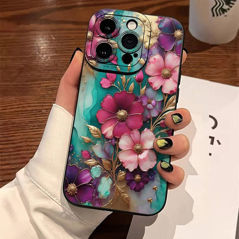 Vintage Floral Pattern Soft TPU Phone Case for Xiaomi 15 13 12 11 Lite 5G 14 14T 13T 12T Poco X7 F6 F5 X6 X5 X3 M6 Pro 4G Cover