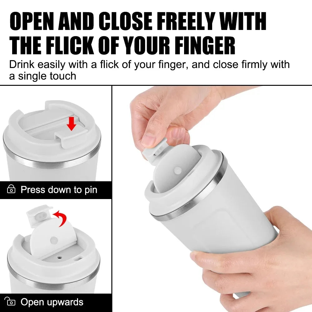 Coffee cup car thermos cup 380/510 ml leak-proof travel thermos cup tea and coffee double-layer stainless steel