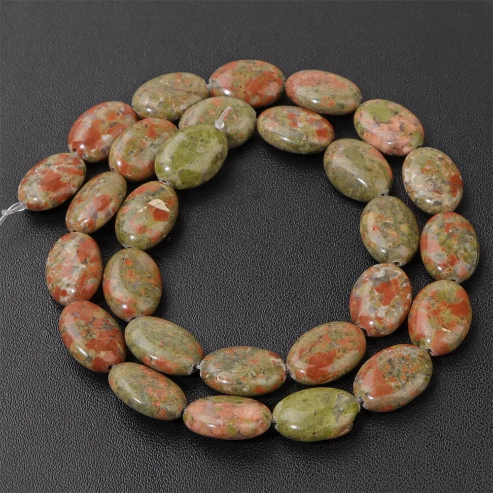 10x15mm Natural Stone Bead Flat Oval Shape Amazonite Rose Quartzs Amethysts Beads For Jewelry Making Necklace Bracelet Handmade