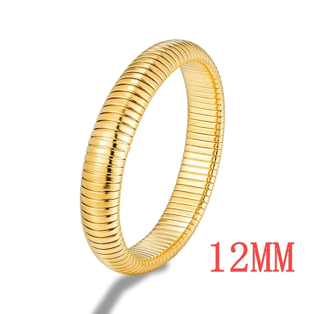 MKENDN Fashion Women Antique Original Design Bracelet Wide And Narrow Elastic Bracelet Ladies Stainless Steel Trendy Bracelet