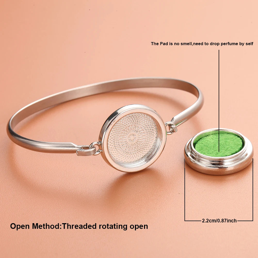 Aromatherapie-Armbänder mit Baum-Diffusor, Manschettenarmband, Parfüm-Armband mit ätherischen Ölen, offenes Medaillon-Armband, Aromaschmuck