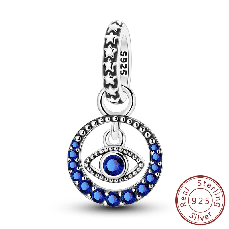 New 925 Sterling Silver Charms Beads Pendant Devil's Eye Blue Zircon Charms For Original Bracelet Charms DIY Jewelry Gift
