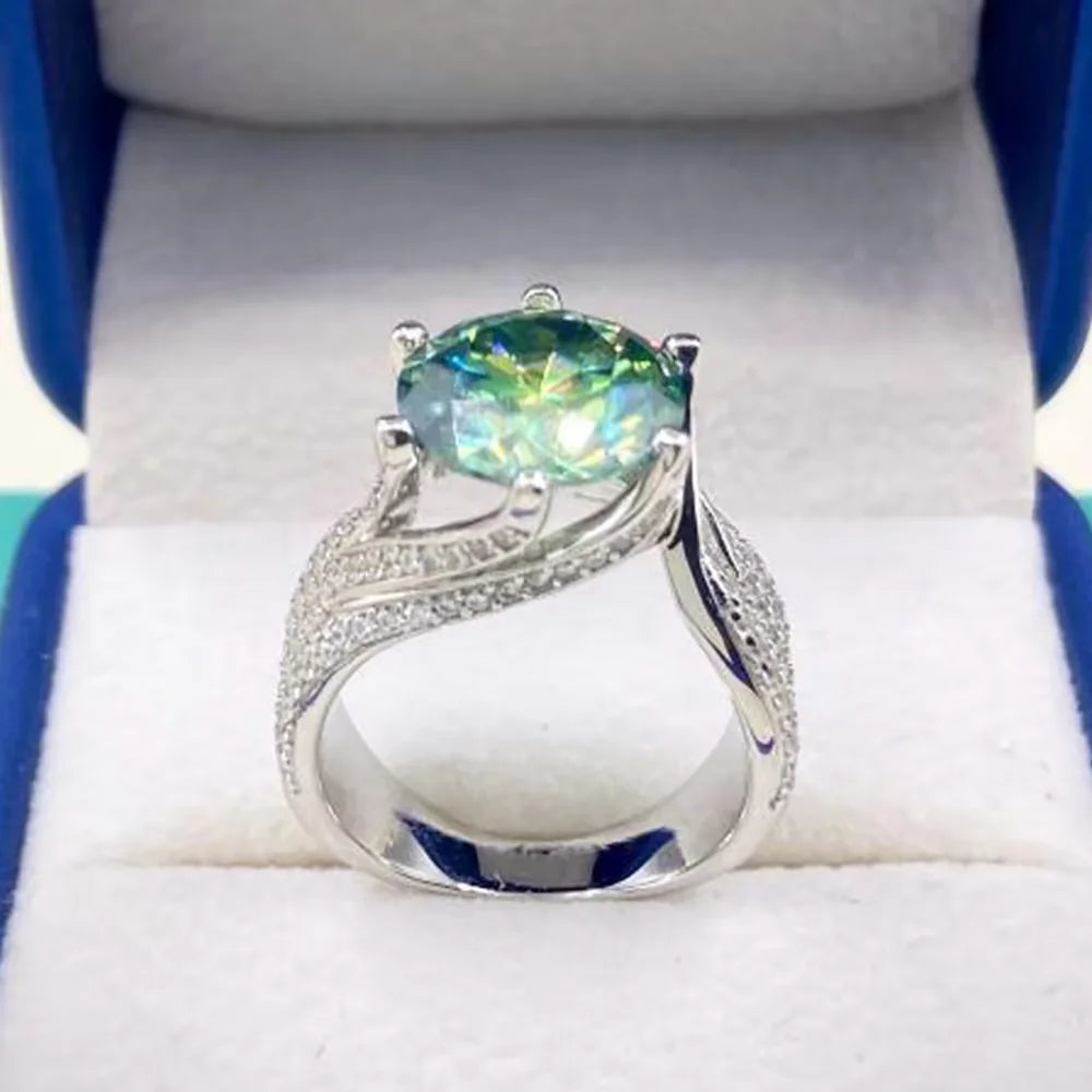 Serenity 3-5ct D Big Moissanite Rings For Women Wedding Bridal S925 Sterling Silver Sparkling Lab Diamond Eternity Rings Jewelry