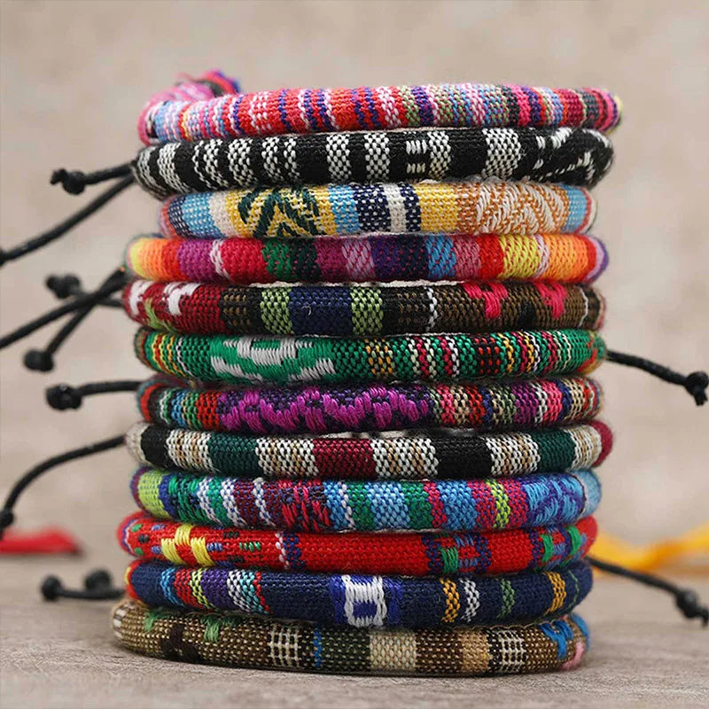 12Pcs/set Bohemian adjustable bracelet unisex ethnic style suitable for travel gifts and other occasions