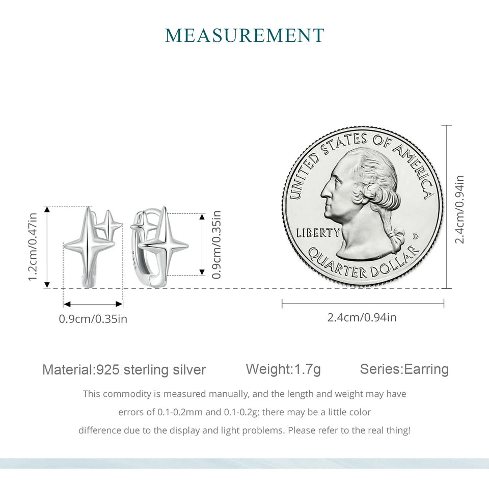 BISAER Boucles d'oreilles créoles en argent sterling 100 % 925 avec étoiles de rêve pour femme, bijoux de fête, de mariage, de fête, EFE1076