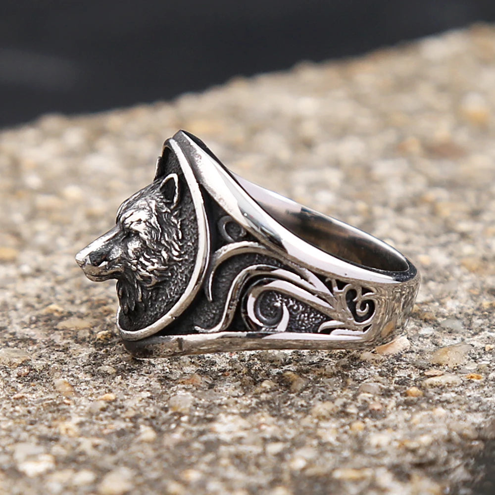 New Creative Viking Wolf Head Ring For Men Women Punk Fashion Stainless Steel Animal Rings Vintage Jewelry Gifts Dropshipping