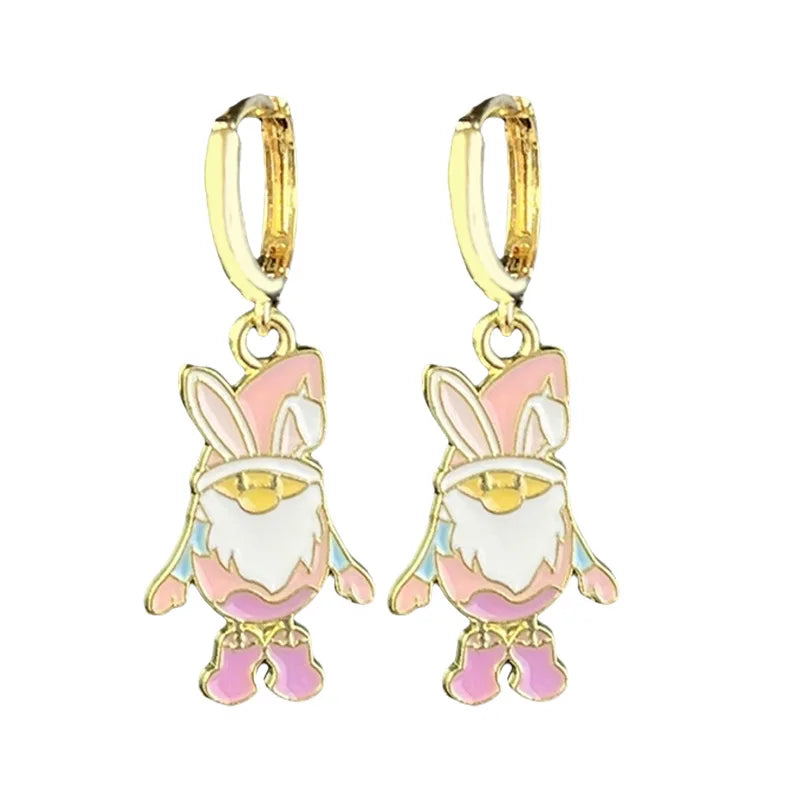 2025 neue Ostern Kaninchen &amp; Ei Legierung Emaille Anhänger Ohrring für Frauen Emaille Ostern Charme Nette Ohrring EAR100036