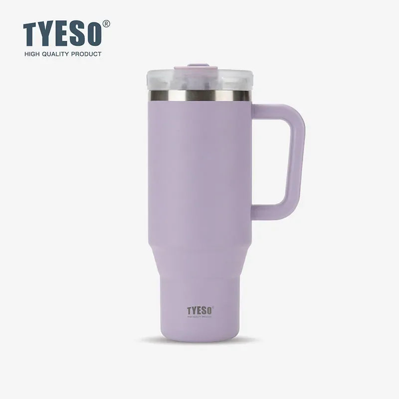 Tyeso 900/1200ml Stainless Steel Vacuum Insulated Travel Mug BPA Free Hot & Cold Coffee Tumbler with Handle Straw Tumbler Bottle