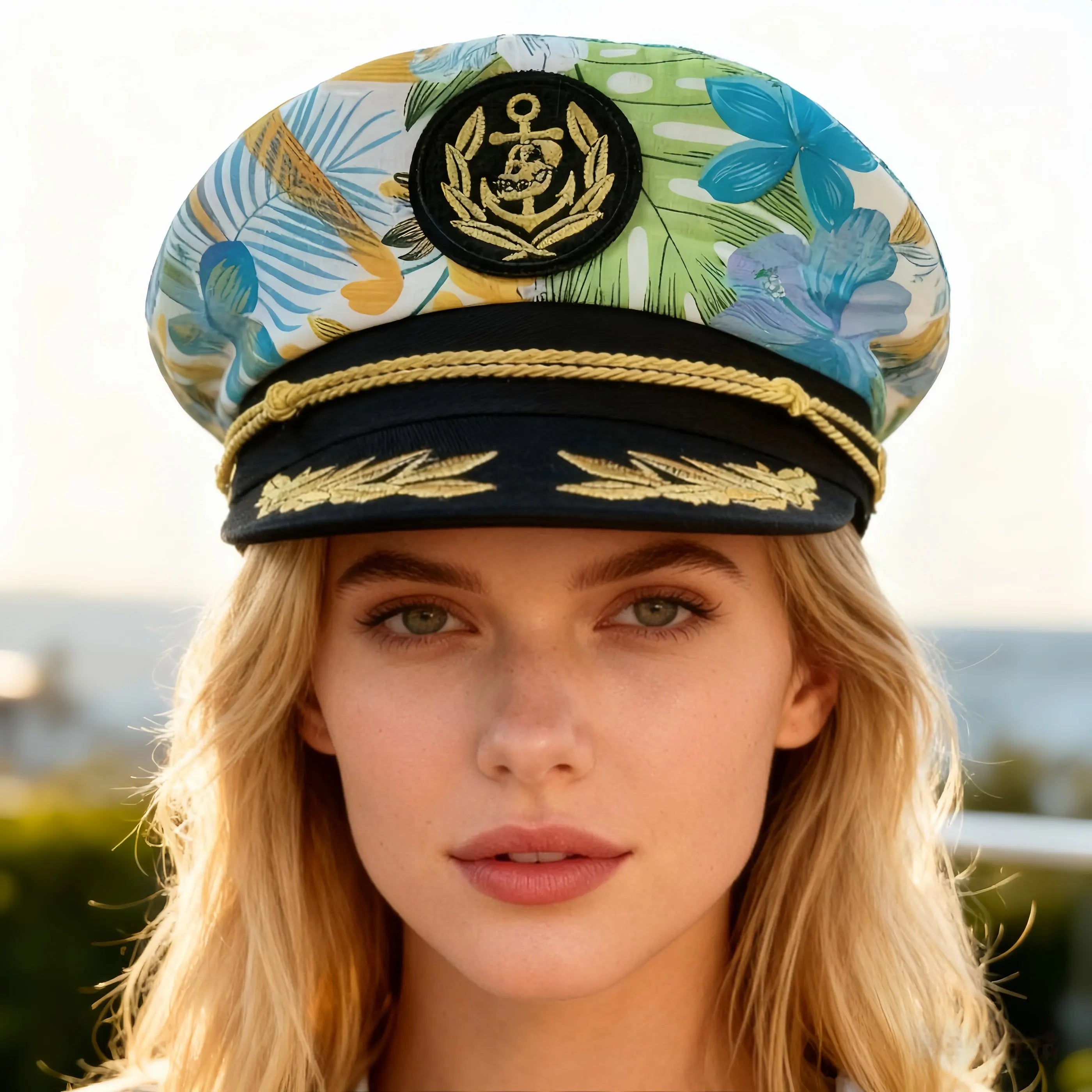 Navy hat with anchor badge, four different colors, Captain letter, fashion, for cruise parties, bachelorette party, cosplay