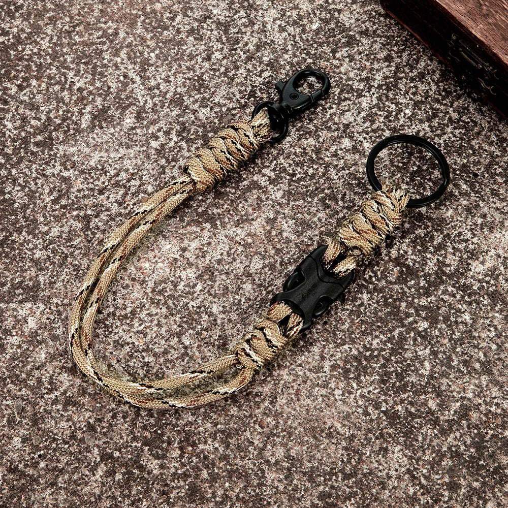 MKENDN Outdoor Rock Climbing Paracord Rope Keychain Handmade Braided Survival Emergency Lanyard Removable Clip Closure Key Ring