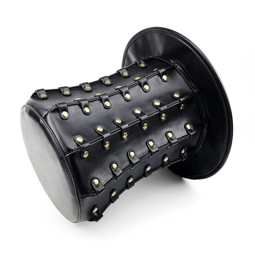 Vintage steampunk men's hat with top hat steampunk leather bowler hat halloween top hat gothic rave nightclub