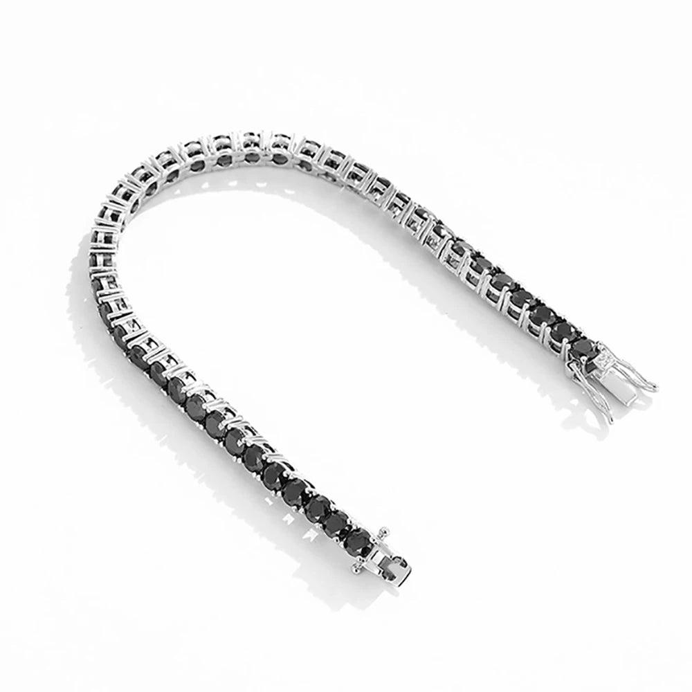 Serenity 3mm 4mm 5mm Black Moissanite Tennis Bracelet For Women Men Gift 100% S925 Sterling Silver Plated 18K Hand Chain Jewelry