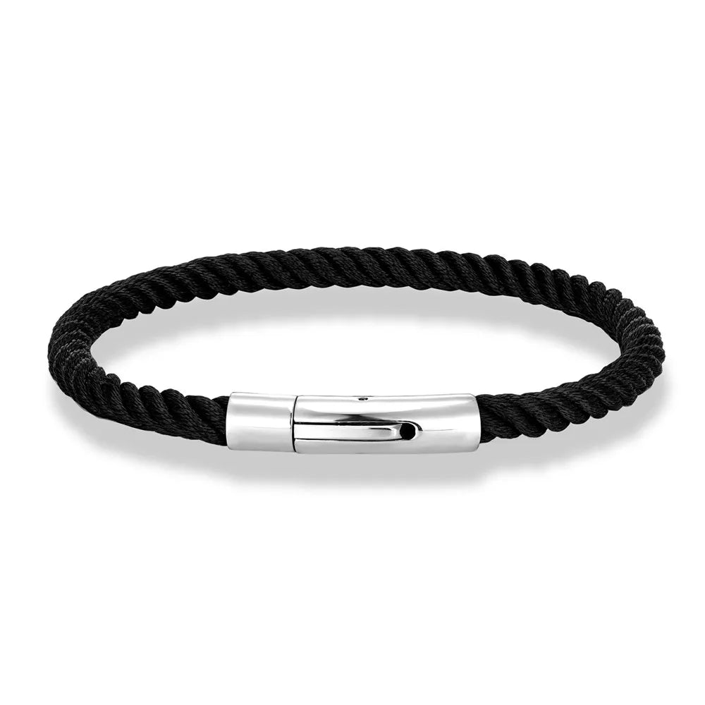 MKENDN Minimalist Braided Rope Bracelet Stainless Steel Snap Fastener Lucky Surfing Thread Bracelet Gift for Men Women Couple