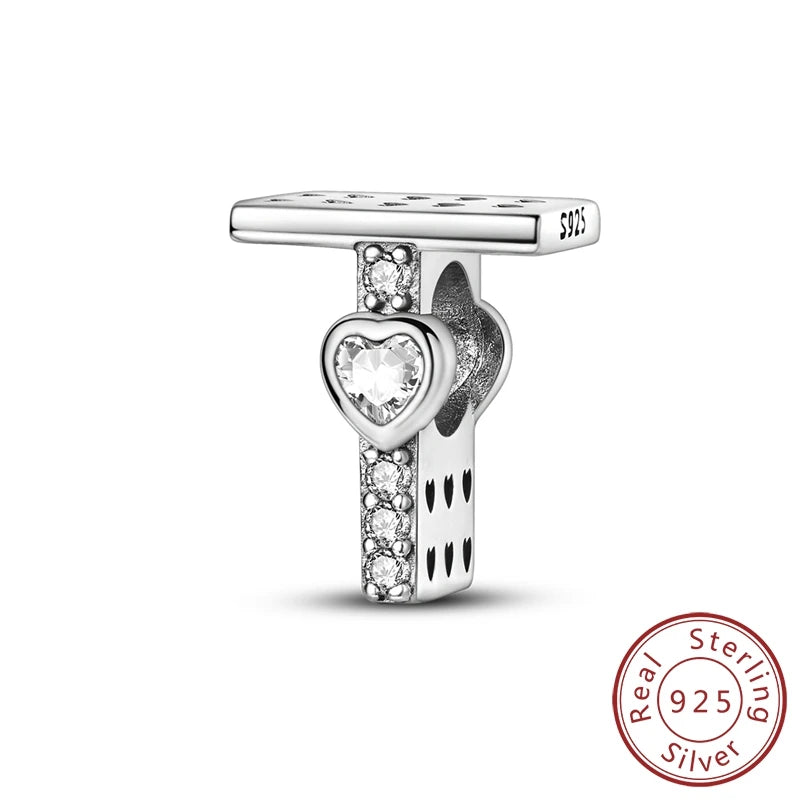 New 925 Sterling Silver Charm Beads 26 Letter Alphabet A-Z Charm Fit Original Charms Bracelet DIY Birthday Jewelry Gift Making