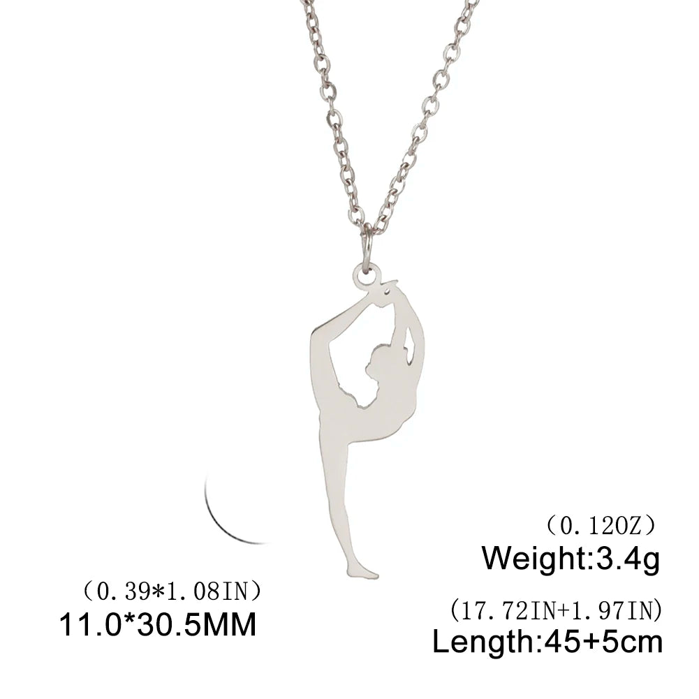 Dreamtimes Gymnastics Necklace Stainless Steel Sports Dance Artistic Gymnastics Skating Athlete Jewelry Pendant Women's Gift