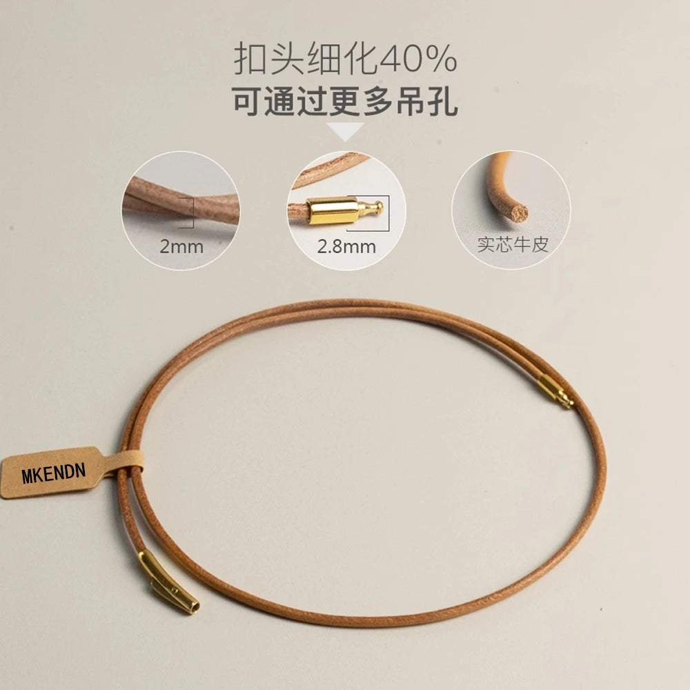 MKENDN Handmade Simple Style Primary Color Cowhide Choker Necklace Leather Necklace Stainless Steel Clasp Male Women Jewelry