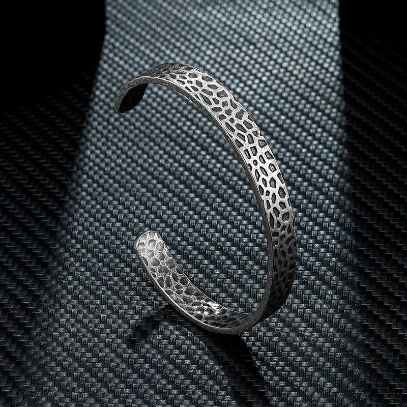 MKENDN The surface of the moon Cuff Bangle Stainless Steel Men Wide Cuff Bracelet For Men Fashion Classic Jewelry Gifts