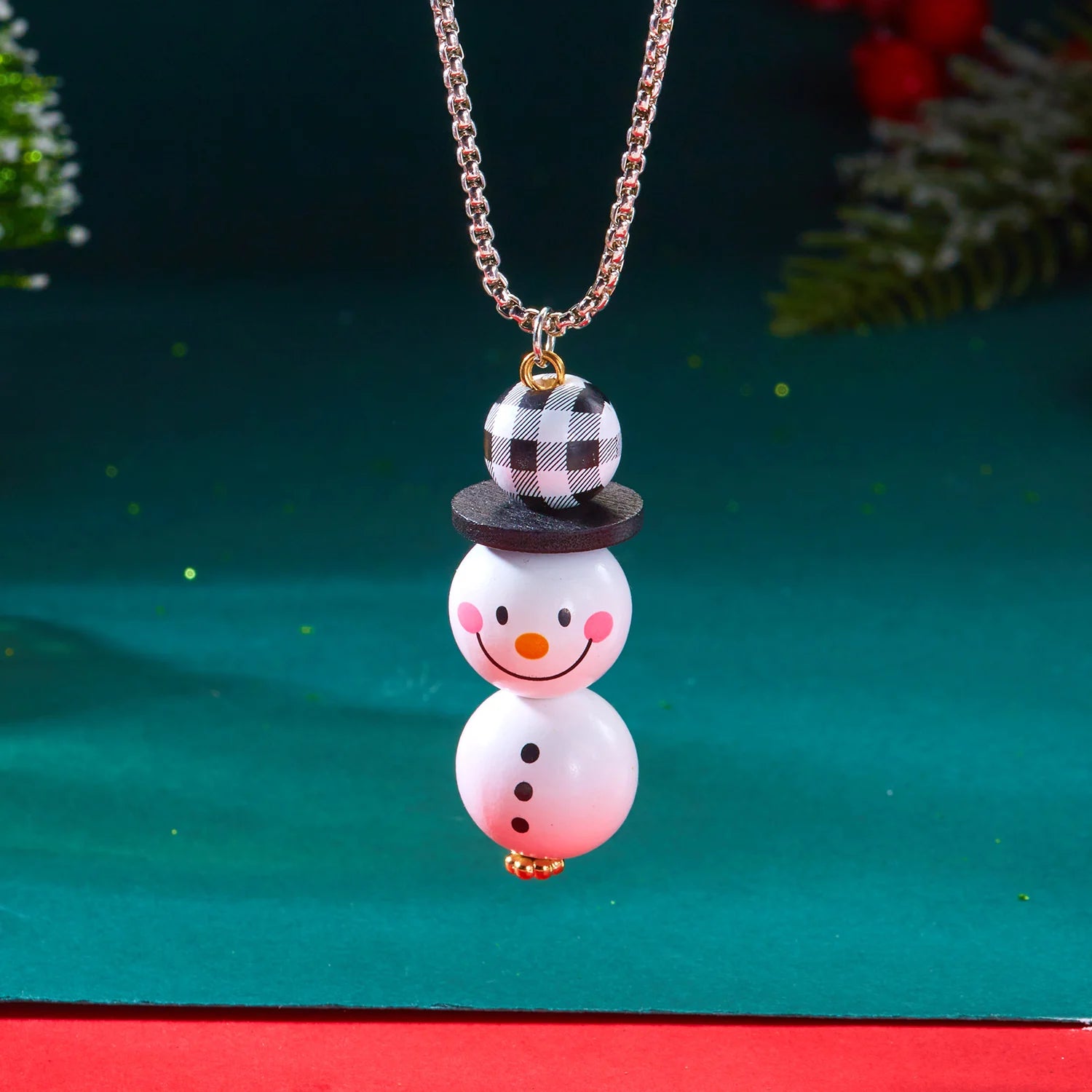 Trendy Christmas Necklace for Women Girls Cartoon Santa Claus Snowman Pendant Long Sweater Chain Choker Party New Year Gifts