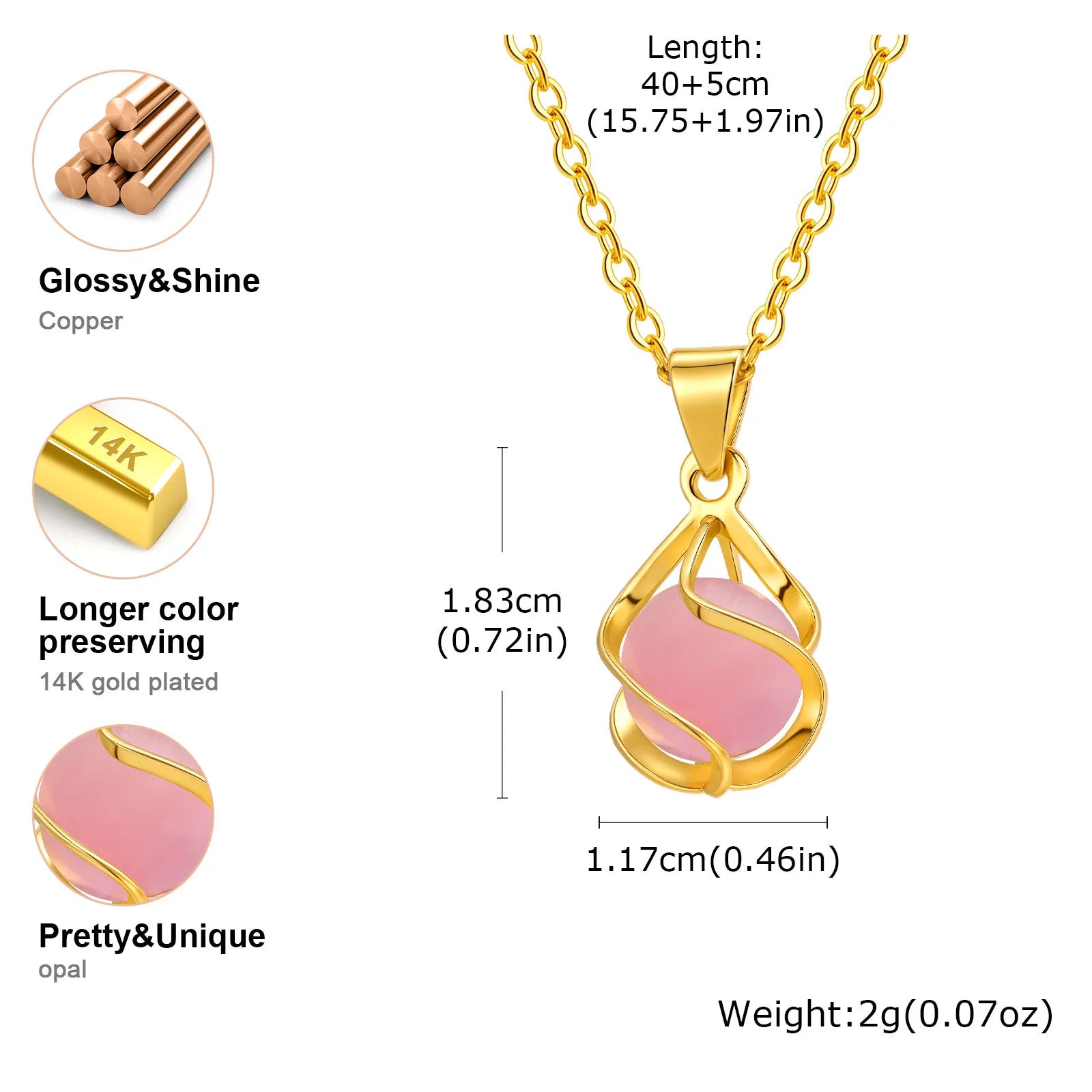 Vnox Elegant Gold Color Women's Pendant Necklace New Design Geometric Hollow Opal Pendant Charm Neck Jewelry Daily Wear