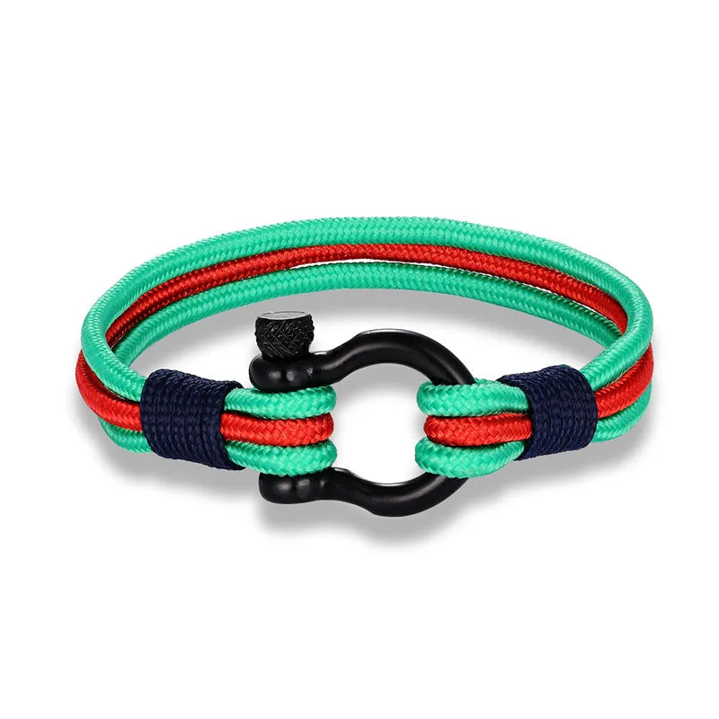 MKENDN Black Stainless Steel Shackle Buckle Men Women Handmade Woven Multilayer Design US France Spain Flag Couple Jewelry Gifts - Madeinsea©