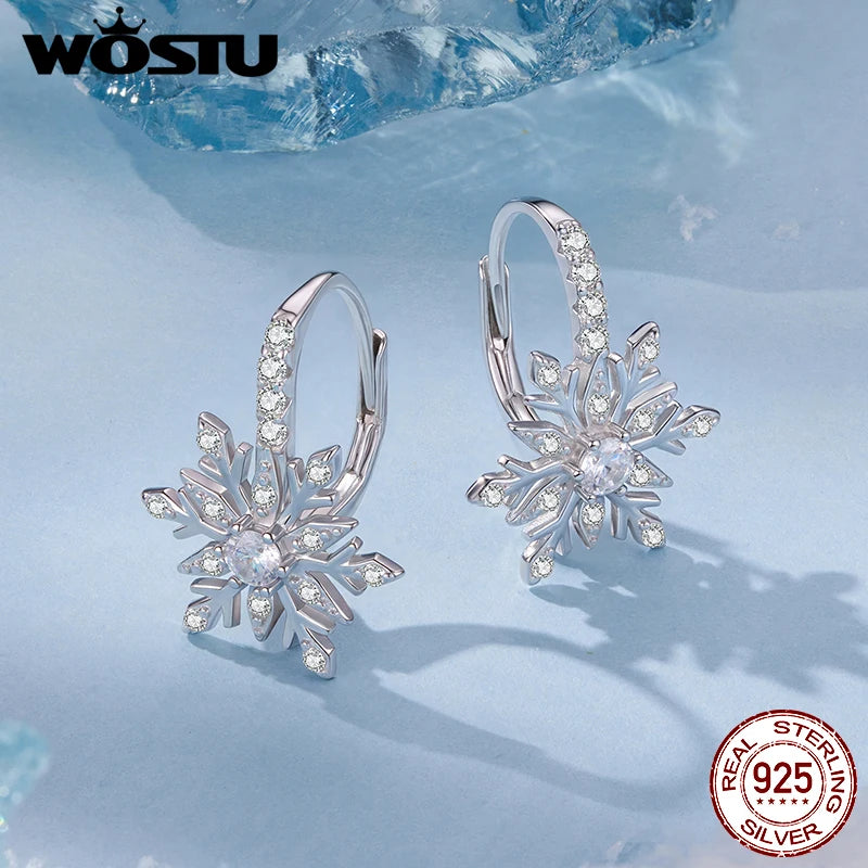 WOSTU 925 Sterling Silver Snowflake Huggies Hoop Earrings For Women, AAA Zircon Ear Hoops  Luxury Winter Wedding Jewelry Xmas - Madeinsea©