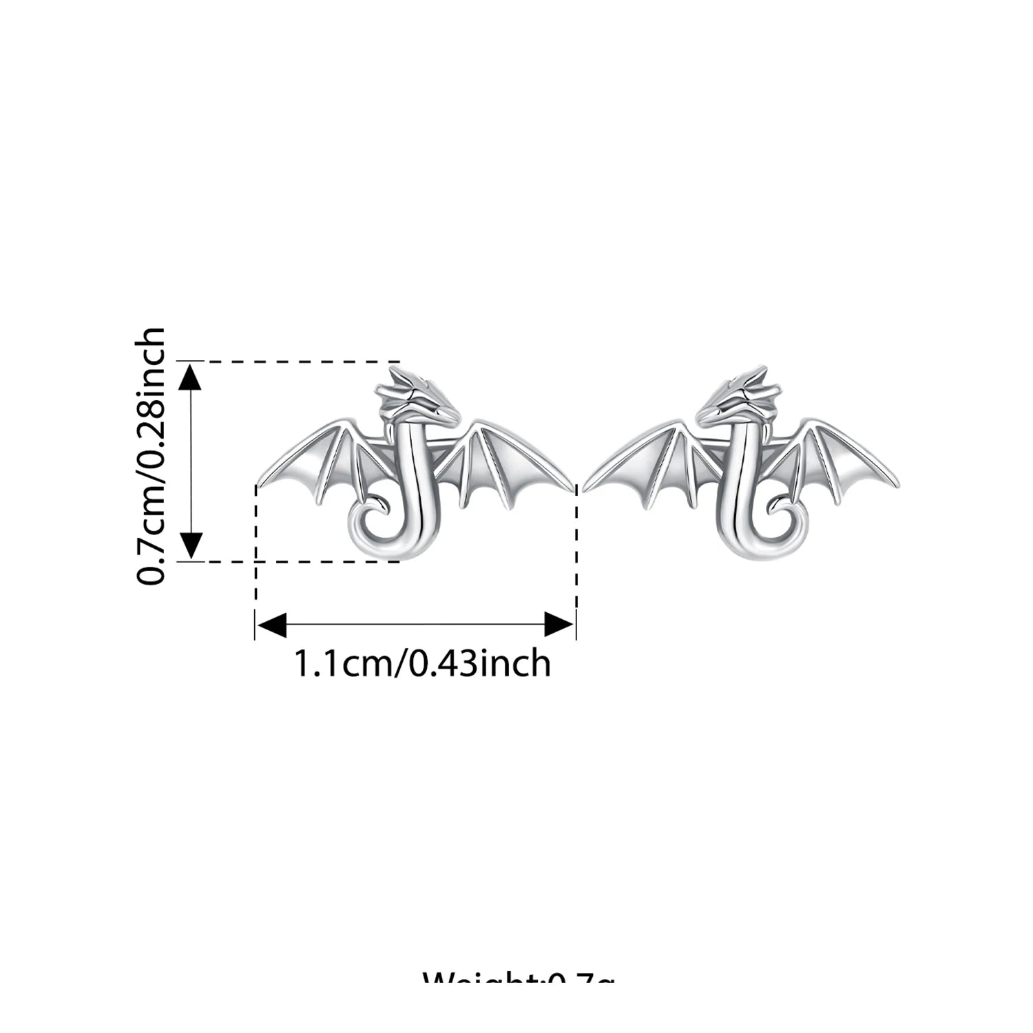 WOSTU 925 Sterling Silver Mini Dragon Piercing Dinosaur Earrings Stud 18k Gold Cute Novelty for Women Birthday Fine Jewelry Gift