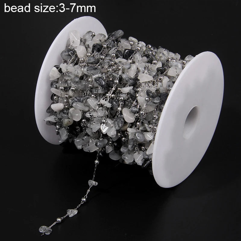Natural Quartzs Stone Stainless Steel Chips Beads Chains For DIY Bohemia Jewelry Making Women Necklace Choker Bracelet Handmade - Madeinsea©
