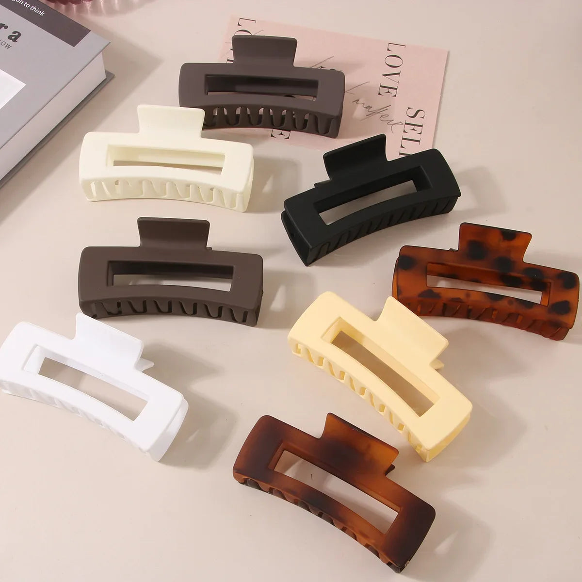 10.5CM Solid Hair Claw Elegant Hairpins Barrette Crab Hair Clips For Women Girls Korean Square Headwear Simple Hair Accessories