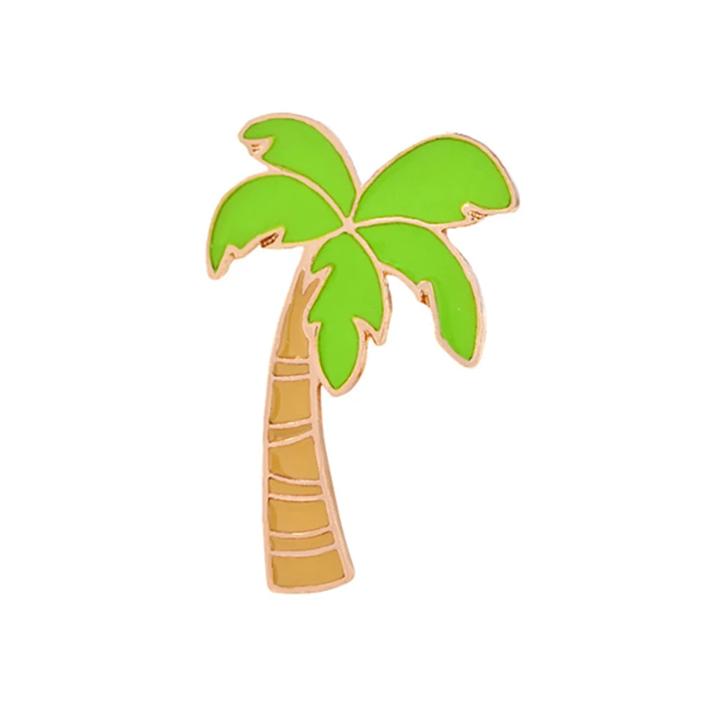 Enjoy Summer Holiday Brooch Cartoon Sea Beach Sunglasses Pins for Friends Drink Cup Ice Cream Tree Enamel Badge Bag Jewelry Gift
