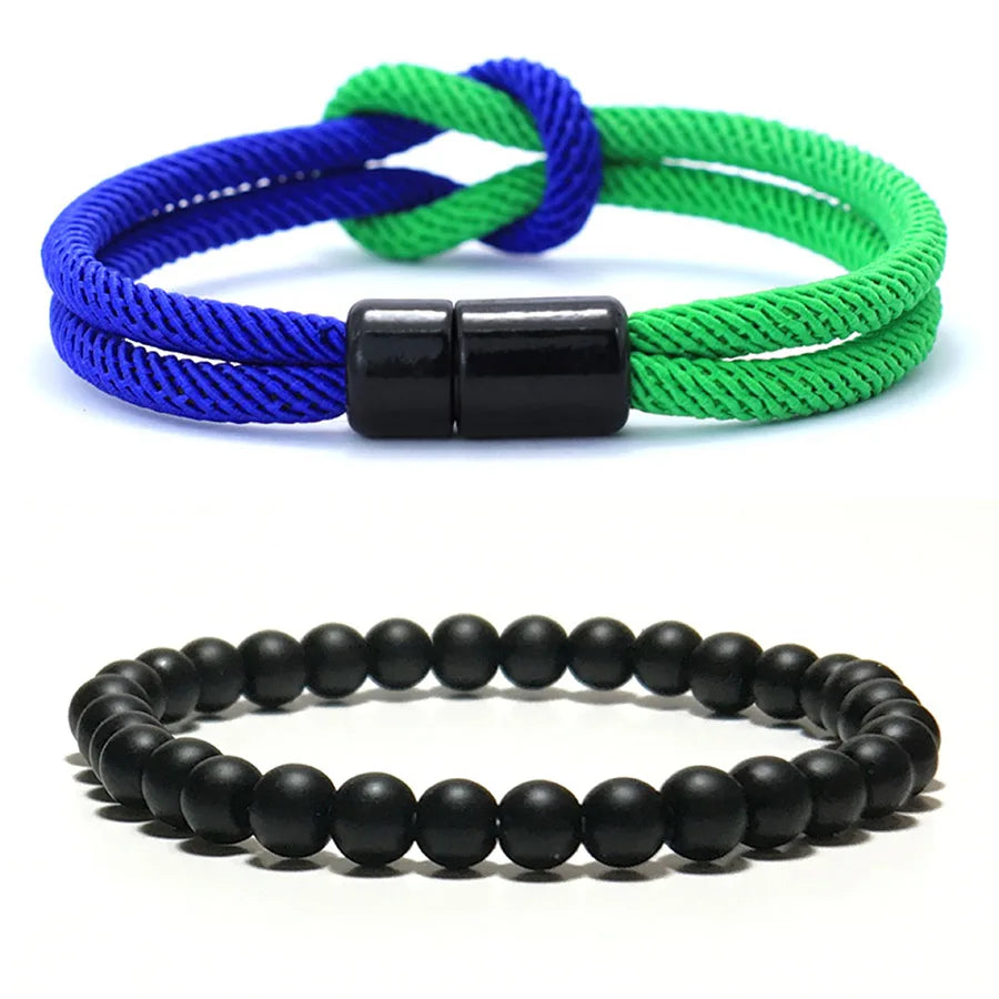 8 Styles Men Bracelet Set 2Pcs/Pair Grade A 4mm Bicolor Lucky Chinese Knot Cord Chain Braclet Pulseria Hombre Ukrainian Braslet