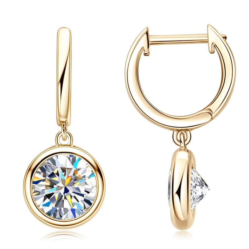 14K Gold 1-3CT Moissanite Hoop Drop Earrings 925 Sterling Silver D Color VVS1 Diamond Ladies Dating Party Fashion Jewelry Gift