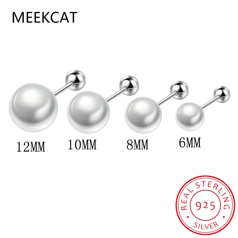 Real 925 Sterling Silver Fashion Freshwater Pearl Screw Stud Earring For Women Party Mini Minimalist Jewelry DA2290