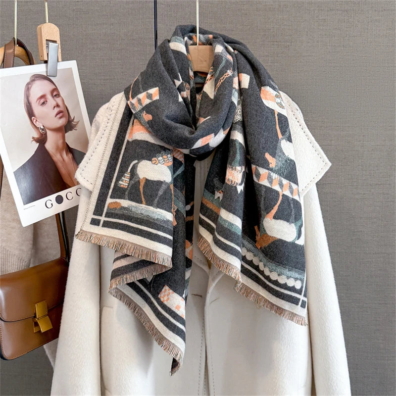 Cashmere Scarf for Women Thick Warm Winter Blanket Brand Female Luxury Quality Shawl Wrap Bufanda 2024 Poncho Echarpe Pashmina - Madeinsea©